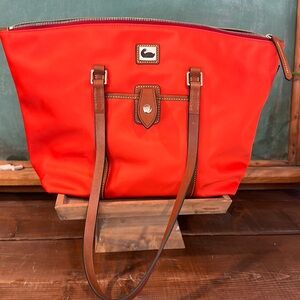 Orange Dooney and Burke Large Zip Tote